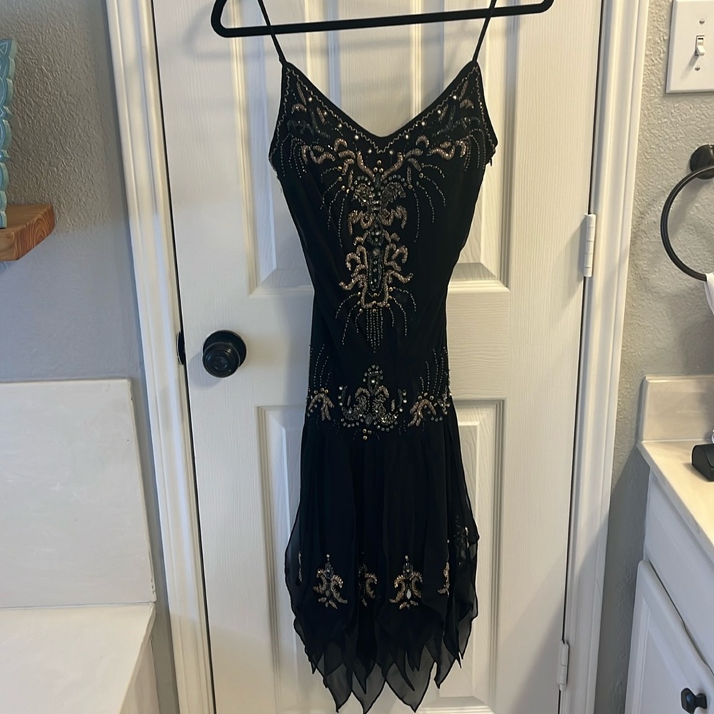 Sue Wong Black Beaded silk dress